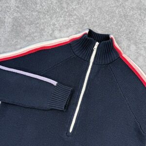 Marine Layer Archive Invierno Half Zip Sweater Womens XS Wool Blend Navy Blue